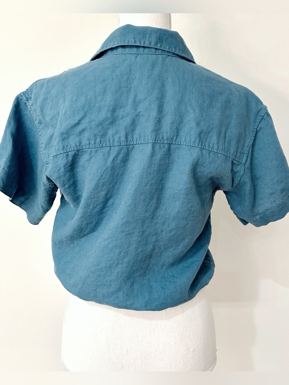 Athleta Teal Linen Wrap Blouse Size Xsmall - Picture 7 of 9